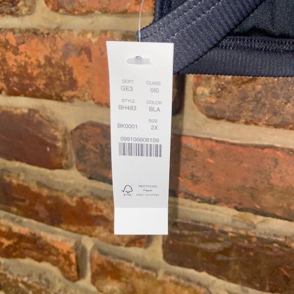 NWT J. Crew Black Ribbed Triangle Bikini Swim Bathing Suit Top Women's Size 2X - Picture 5 of 7